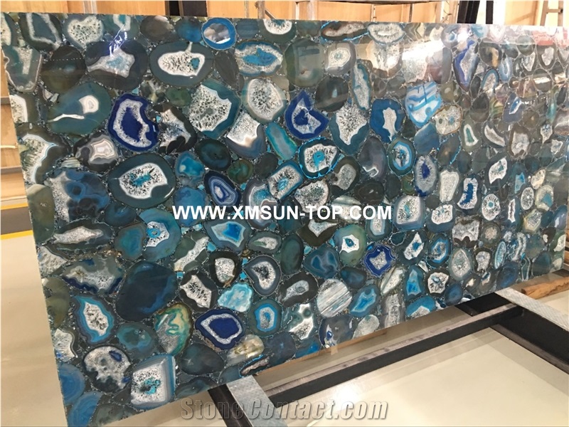 Blue Agate Semiprecious Bath Tops with Sinks/Blue Semi Precious Vanity Tops/Custom Vanity Tops/Bathroom Vanity Tops/Natural Stone Bathroom/Interior Decoration/Bathroom Countertop for Hotel