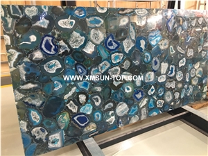 Blue Agate Semiprecious Bath Tops with Sinks/Blue Semi Precious Vanity Tops/Custom Vanity Tops/Bathroom Vanity Tops/Natural Stone Bathroom/Interior Decoration/Bathroom Countertop for Hotel