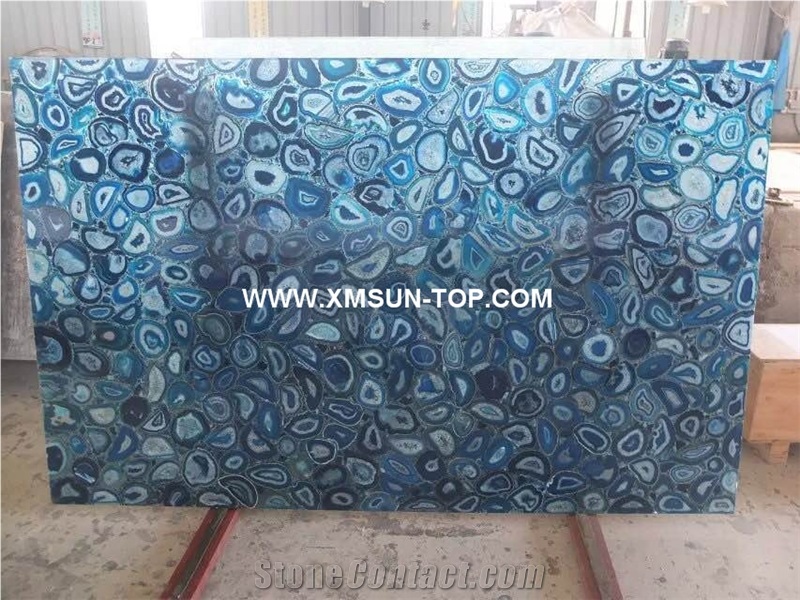 Blue Agate Semiprecious Bath Tops with Sinks/Blue Semi Precious Vanity Tops/Custom Vanity Tops/Bathroom Vanity Tops/Natural Stone Bathroom/Interior Decoration/Bathroom Countertop for Hotel