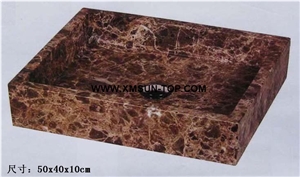 Dark Emperador Marble Ship-Shape Kitchen Sinks&Basins(60*40*16cm)/Brown Stone Bathroom Sinks&Basin/Ship-Shaped Sinks&Basins/Natural Stone Basins&Sinks/Wash Basins/Interior Decorative
