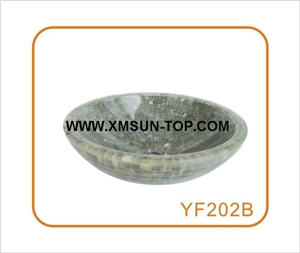 Dark Green Onyx Mosaic Bathroom Sinks&Basin(420x140x20mm)/Round Mosaic Kitchen Sinks&Basins/Natural Stone Mosaic Basins&Sinks/Wash Basins/Interior Decorative/Customized Mosaic Basin&Sinks
