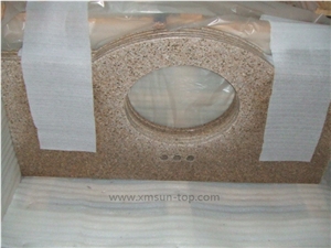 G682 Granite Vanity Top with Round Sink Cut Out /Golden Peach Granite Bathroom Top /Golden Sand Granite Bath Top /Rusty Yellow Granite Vanity Top/ Interior Decoration/ Custom Vanity Tops/Natural Stone