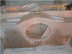 G682 Granite Vanity Top with Round Sink Cut Out /Golden Peach Granite Bathroom Top /Golden Sand Granite Bath Top /Rusty Yellow Granite Vanity Top/ Interior Decoration/ Custom Vanity Tops/Natural Stone