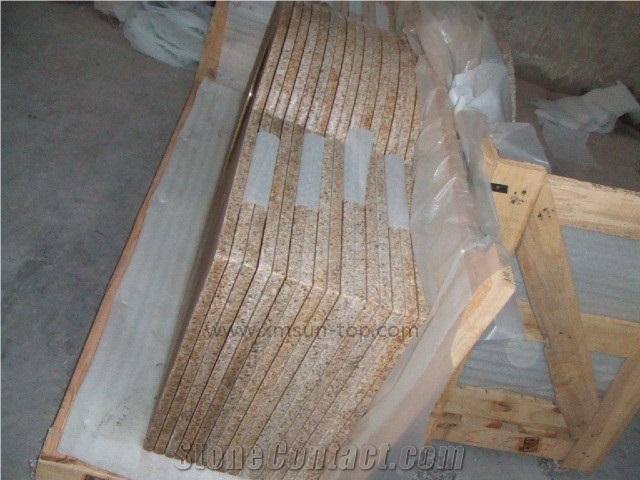G682 Granite Vanity Top with Round Sink Cut Out /Golden Peach Granite Bathroom Top /Golden Sand Granite Bath Top /Rusty Yellow Granite Vanity Top/ Interior Decoration/ Custom Vanity Tops/Natural Stone