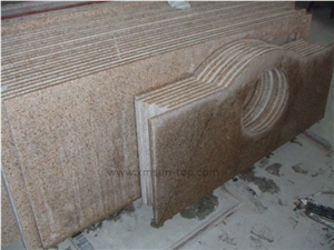 G682 Granite Vanity Top with Round Sink Cut Out /Golden Peach Granite Bathroom Top /Golden Sand Granite Bath Top /Rusty Yellow Granite Vanity Top/ Interior Decoration/ Custom Vanity Tops/Natural Stone
