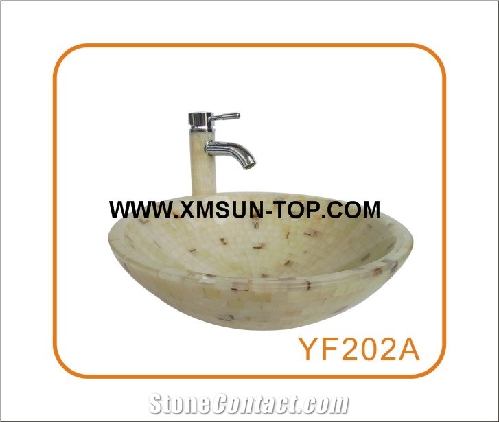 Light Green Onyx Mosaic Bathroom Sinks&Basin(420x140x20mm)/Round Mosaic Kitchen Sinks&Basins/Natural Stone Mosaic Basins&Sinks/Wash Basins/Interior Decorative/Customized Mosaic Basin&Sinks