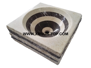 Multicolor Marble Mosaic Bathroom Sinks&Basin(430*430*130mm)/Square Mosaic Kitchen Sinks&Basins/Natural Stone Mosaic Basins&Sinks/Wash Basins/Interior Decorative/Customized Mosaic Basin&Sinks