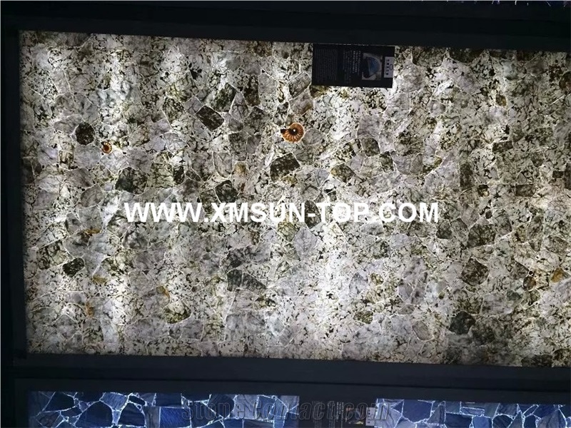 Polished Labradorit Semiprecious Stone with Gold Line Slab/Semi-Precious Stone( White Backlit)/Green Semi Precious Stone Slab for Wall Cladding&Flooring/Semi-Precious Stone Panel/Interior Decoration