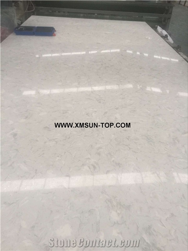 Polished New Pattern White Quartz Stone Big Slabs&Gangsaw Slab&Customized/White Engineered Stone/ White Artificial Quartz/White Manmade Stone/China Quartz Stone for Flooring&Wall Covering