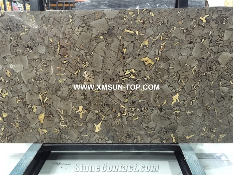 Polished Septarium Semiprecious Stone Slab&Tile&Customized/Luxury Brown Semi-Precious Stone/Semi Precious Stone for Wall Cladding&Flooring/Semi-Precious Stone Panel/Interior Decoration
