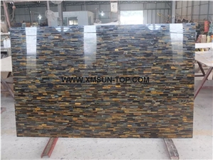 Polished Yellow and Blue Tiger Eye Semiprecious Stone Slabs& Gangsaw Big Slab&Customized & Wall/Mixed Color Semi Precious Stone Panels/Multicolor Gemstone Slabs/Interior Decoration