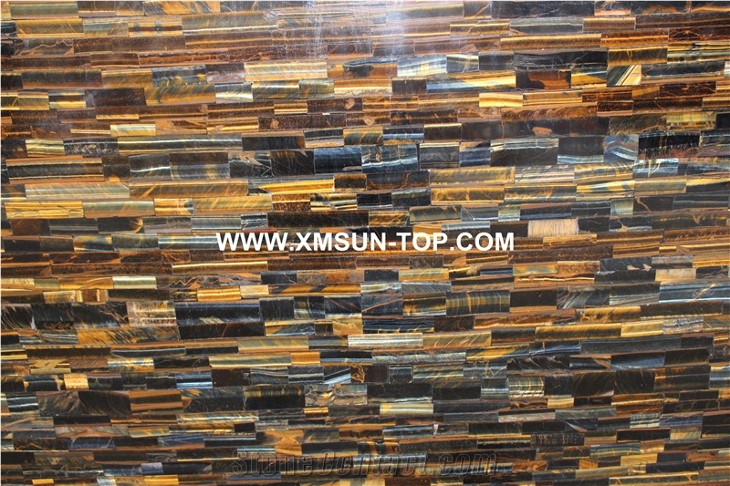 Polished Yellow and Blue Tiger Eye Semiprecious Stone Slabs& Gangsaw Big Slab&Customized & Wall/Mixed Color Semi Precious Stone Panels/Multicolor Gemstone Slabs/Interior Decoration