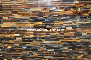 Polished Yellow and Blue Tiger Eye Semiprecious Stone Slabs& Gangsaw Big Slab&Customized & Wall/Mixed Color Semi Precious Stone Panels/Multicolor Gemstone Slabs/Interior Decoration