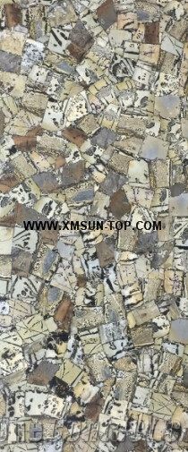 Polished Yellow Fossil Semiprecious Stone Slabs/Luxury Yellow Semi-Precious Stone Slab&Tile&Customized/Semi Precious Stone Slab for Wall Cladding&Flooring/Semi-Precious Stone Panel/Interior Decoration