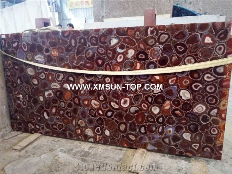 Red Agate with Gold Line Semiprecious Stone Slab&Gangsaw Big Slab&Customized/Gemstone for Wall Covering&Flooring/Red Semi Precious Stone Panels/Interior Decoration/Luxury Red Semi-Precious Stone