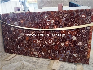 Red Agate with Gold Line Semiprecious Stone Slab&Gangsaw Big Slab&Customized/Gemstone for Wall Covering&Flooring/Red Semi Precious Stone Panels/Interior Decoration/Luxury Red Semi-Precious Stone