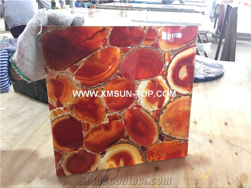Red Agate with Gold Line Semiprecious Stone Slab&Gangsaw Big Slab&Customized/Gemstone for Wall Covering&Flooring/Red Semi Precious Stone Panels/Interior Decoration/Luxury Red Semi-Precious Stone