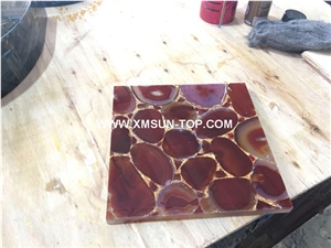 Red Agate with Gold Line Semiprecious Stone Slab&Gangsaw Big Slab&Customized/Gemstone for Wall Covering&Flooring/Red Semi Precious Stone Panels/Interior Decoration/Luxury Red Semi-Precious Stone