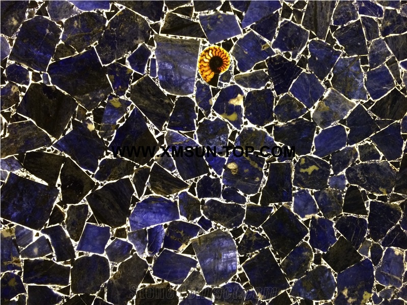 Sodalit Blue Jasper Semiprecious Stone Slab/Sapphire Blue Semi-Precious Stone Slab&Tile&Customized/Semi Precious Stone Slab for Wall Cladding&Flooring/Semi-Precious Stone Panel/Interior Decoration