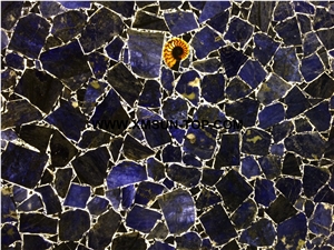 Sodalit Blue Jasper Semiprecious Stone Slab/Sapphire Blue Semi-Precious Stone Slab&Tile&Customized/Semi Precious Stone Slab for Wall Cladding&Flooring/Semi-Precious Stone Panel/Interior Decoration