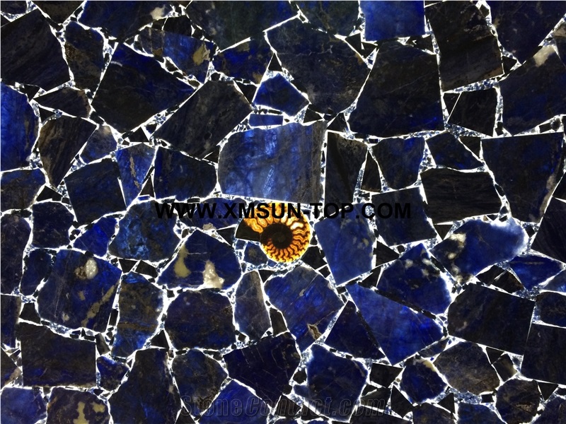 Sodalit Blue Jasper Semiprecious Stone Slab/Sapphire Blue Semi-Precious Stone Slab&Tile&Customized/Semi Precious Stone Slab for Wall Cladding&Flooring/Semi-Precious Stone Panel/Interior Decoration