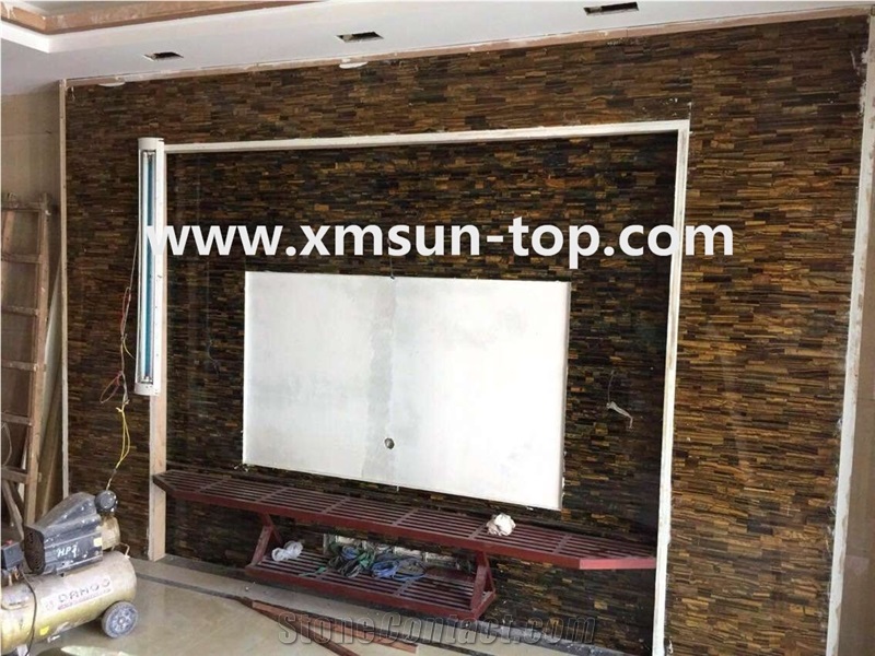 Yellow Tiger Eye Semiprecious Stone Tv Setting Wall/Semi Precious Stone Walling/Interior Decoration/Semi Precious Stone Panels/Semi-Precious Stone Wall Cladding/Semi Precious Stone Wall Covering