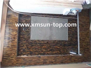Yellow Tiger Eye Semiprecious Stone Tv Setting Wall/Semi Precious Stone Walling/Interior Decoration/Semi Precious Stone Panels/Semi-Precious Stone Wall Cladding/Semi Precious Stone Wall Covering