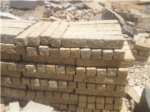 G682 Sawn Pineappled,All Sides Picked Golden Rust, Yellow Rusty Granite, Pavers,Yellow Granite,Pineapple Paving Stone,Golden Granite Pavers, Cobble Flooring,Cube Stone,China Sunset Gold Granite
