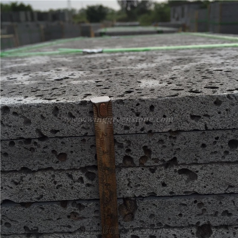 Lava Stone Tile Pavement,Big Hole Lava Stone Sawn Cut Tile, Lava Stone Slab, Lava Stone Tile for Garden Pavement Volcanic Rock Pavement, Winggreen