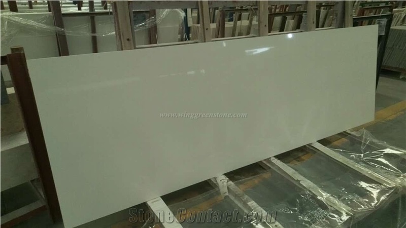White Quartz Kitchen Countertop, Engineered Stone, Artificial Quartz Stone Countertop, Island Tops, Bathroom Vanity Top, White Quartz with Fine Particle, Xiamen Winggreen