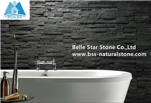 Black Split Face Slate Stone Cladding,Charcoal Grey Slate Stacked Stone,Dark Grey Slate Culture Stone,Natural Stone Wall Panels,Split Face Slate Thin Stone Veneer,Black Slate Ledgestone,Z Stone Clad