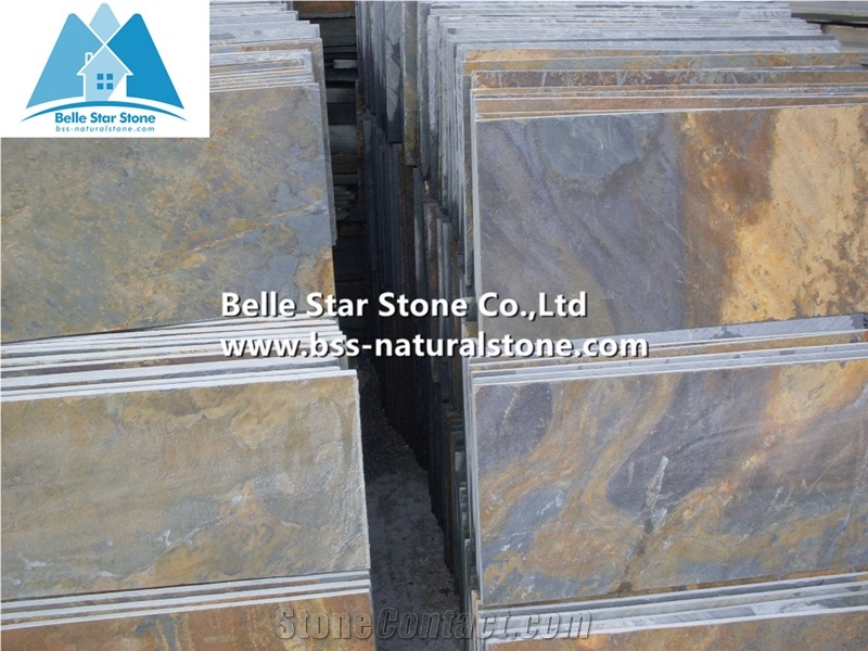 Chinese Multicolour Riven Slate Tiles,Copper Rust Split Face Slate Pavers,Multicolor Slate Patio Stones,Natural Paving Stone,Rusty Slate Wall Tiles,Slate Pavers,Multicolor Slate Floor,Walkway Pavers