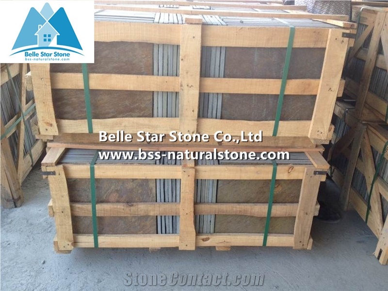 Chinese Multicolour Riven Slate Tiles,Copper Rust Split Face Slate Pavers,Multicolor Slate Patio Stones,Natural Paving Stone,Rusty Slate Wall Tiles,Slate Pavers,Multicolor Slate Floor,Walkway Pavers