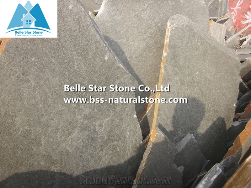 Grey Split Face Slate Random Flagstone,Grey Flagstone Pavers,Natural Flagstone Flooring,Riven Slate Pavers for Patio,Crazy Stone,Irregular Flagstone,Grey Flagstone Wall Cladding
