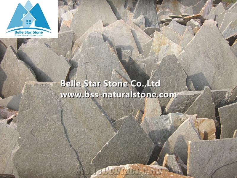 Grey Split Face Slate Random Flagstone,Grey Flagstone Pavers,Natural Flagstone Flooring,Riven Slate Pavers for Patio,Crazy Stone,Irregular Flagstone,Grey Flagstone Wall Cladding