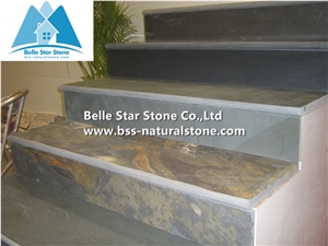 Multicolour Slate Steps,Rusty Split Face Slate Stair Treads,Half or 1/4 Bullnose Copper Rust Slate Staircase & Stair Riser,Autumn Rose Steps,Sunset Slate Stairs,Multicolor Slate Steps Stone