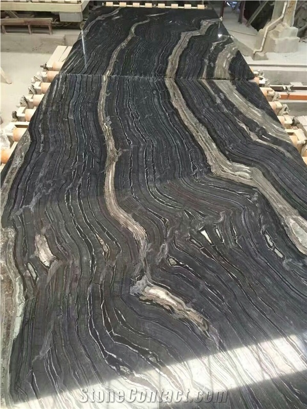 Black Forest Book Matched Slabs, China Grey Granite