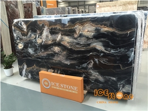 Chinese Black Gold Louis Agate Polished Marle Tiles & Slabs/China Louis Gold/Guinness/Wall Covering/Floor/Exclusive Material/Gorgeous Pattern