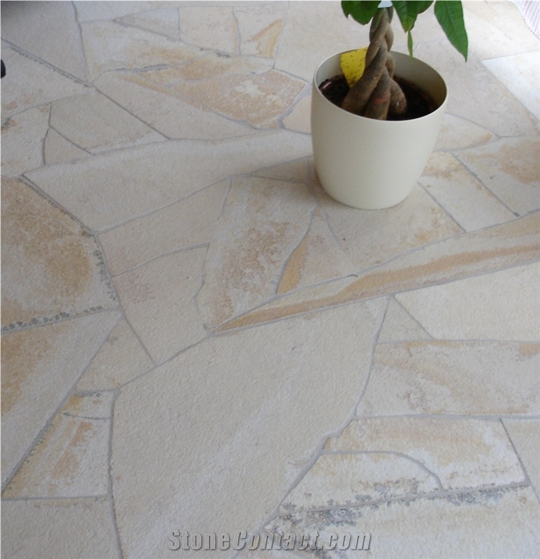 Solnhofen Flagstone Natural Stone - Quarry Rough, Solnhofen Stone Beige Limestone Flagstone