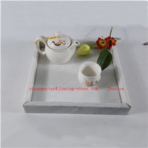 Square White Marble Tea or Coffee Tray /Stone Marble Tray