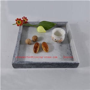 Square White Marble Tea or Coffee Tray /Stone Marble Tray