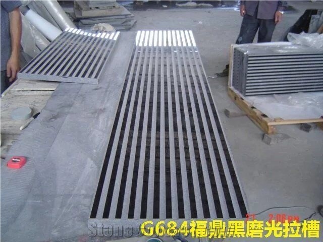 G684,Padang Black,Absolute Black,Basalt Black Beauty,Black Rain,China Black Pearl Basalt,Diamond Black,Padang Nero, Grooved Tiles