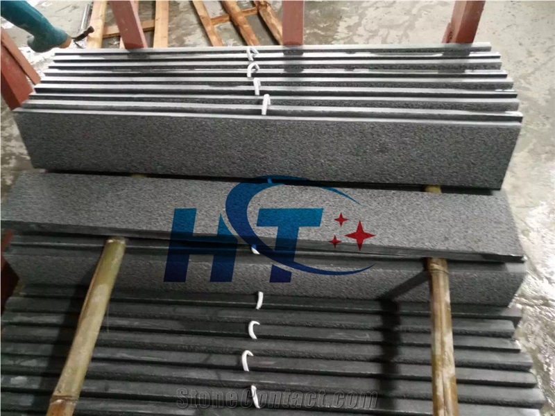 Building Stones Stairs & Steps, G654 Granite Stair Riser, China Impala Black Granite Stairs
