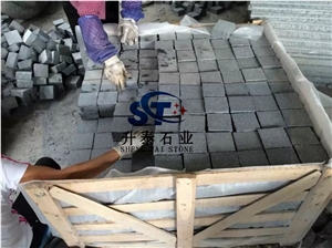 G654 Impala Black Padang Dark Black Granite Cobble Stone Cube Stone Paving Sets Floor Covering