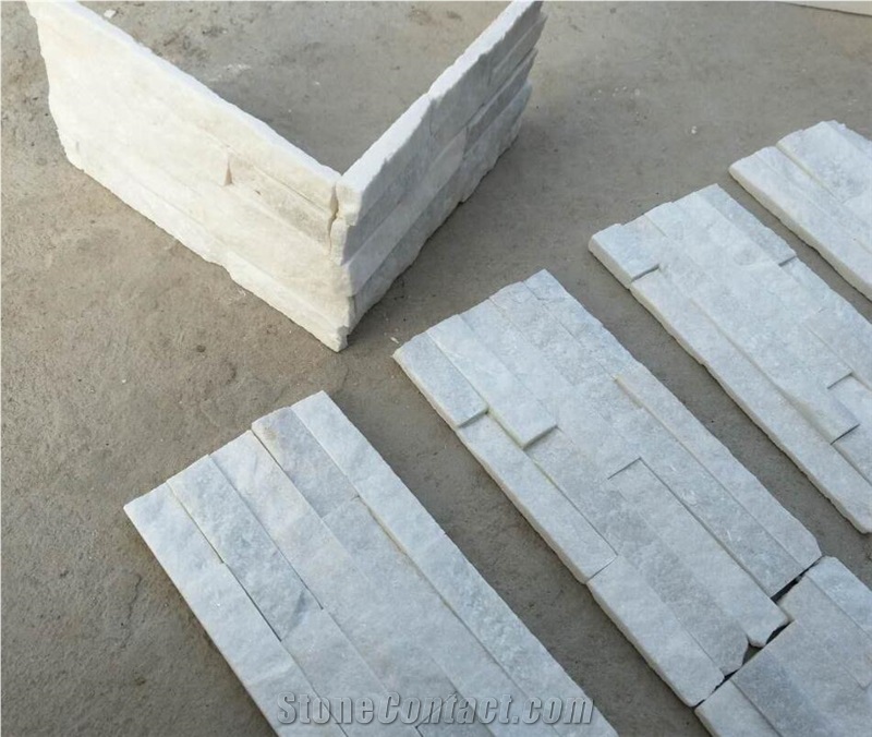 Natural White Quartzite Cultured Stone, Crystal White Quartzite Wall Cladding