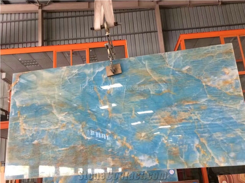 Blue Onyx Slabs & Tiles/Blue Onyx Polished Slabs for Wall and Floor Covering Tiles/Pure Blue Onyx Cut to Size/Onyx Tv Wall/Luxury Blue Onyx Big Slabs