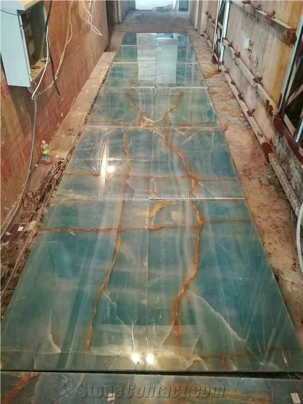 Blue Onyx Slabs & Tiles/Blue Onyx Polished Slabs for Wall and Floor Covering Tiles/Pure Blue Onyx Cut to Size/Onyx Tv Wall/Luxury Blue Onyx Big Slabs