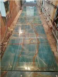 Blue Onyx Slabs & Tiles/Blue Onyx Polished Slabs for Wall and Floor Covering Tiles/Pure Blue Onyx Cut to Size/Onyx Tv Wall/Luxury Blue Onyx Big Slabs
