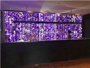 Chinese Agate Semiprecious Stone Big Slabs & Tiles/Customized & Wall/Floor Covering Tiles/Lilac Semi Precious Stone Panels/Multicolor Stone Flooring/Luxury Interior Decoration/High Quality Gemstone