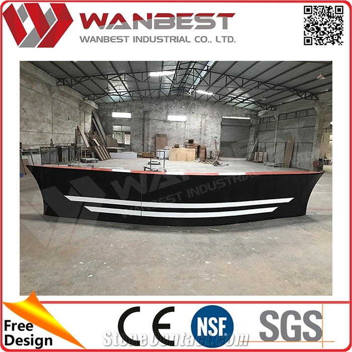 Acrylic Led Cocktail Bar Table Black Color Boat Shaped Home Bar